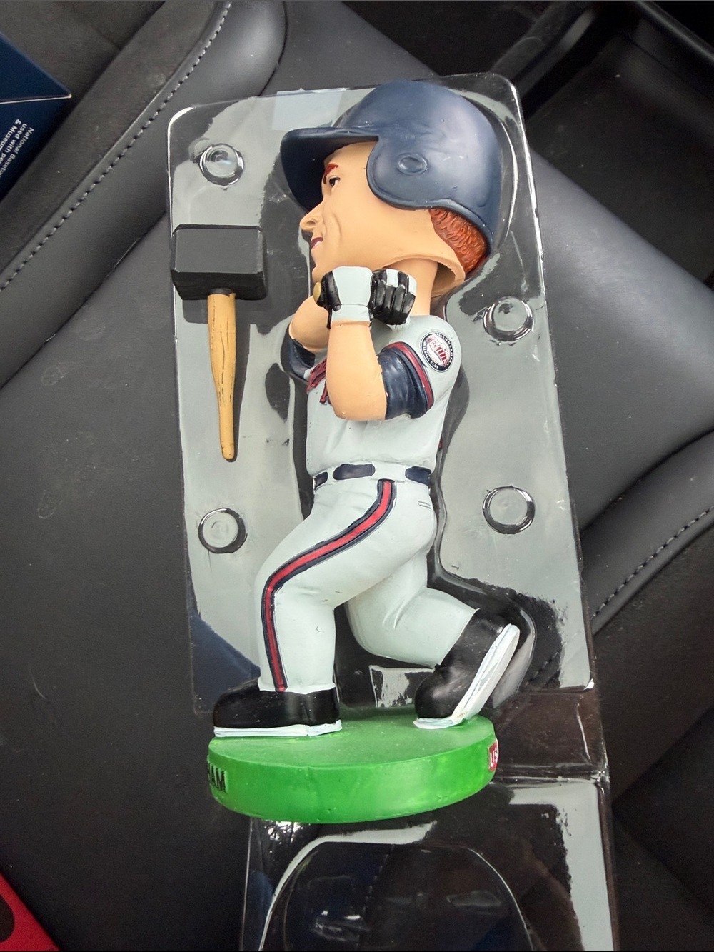 Baseball Player Bobblehead Toy - Navy Helmet, White Uniform